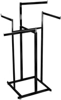Econoco 4-Way High Capacity Garment Rack with Straight Arms, Black Finish, Adjustable 48in–72in Height, 22in Arms, Retail Clothing Display Rack