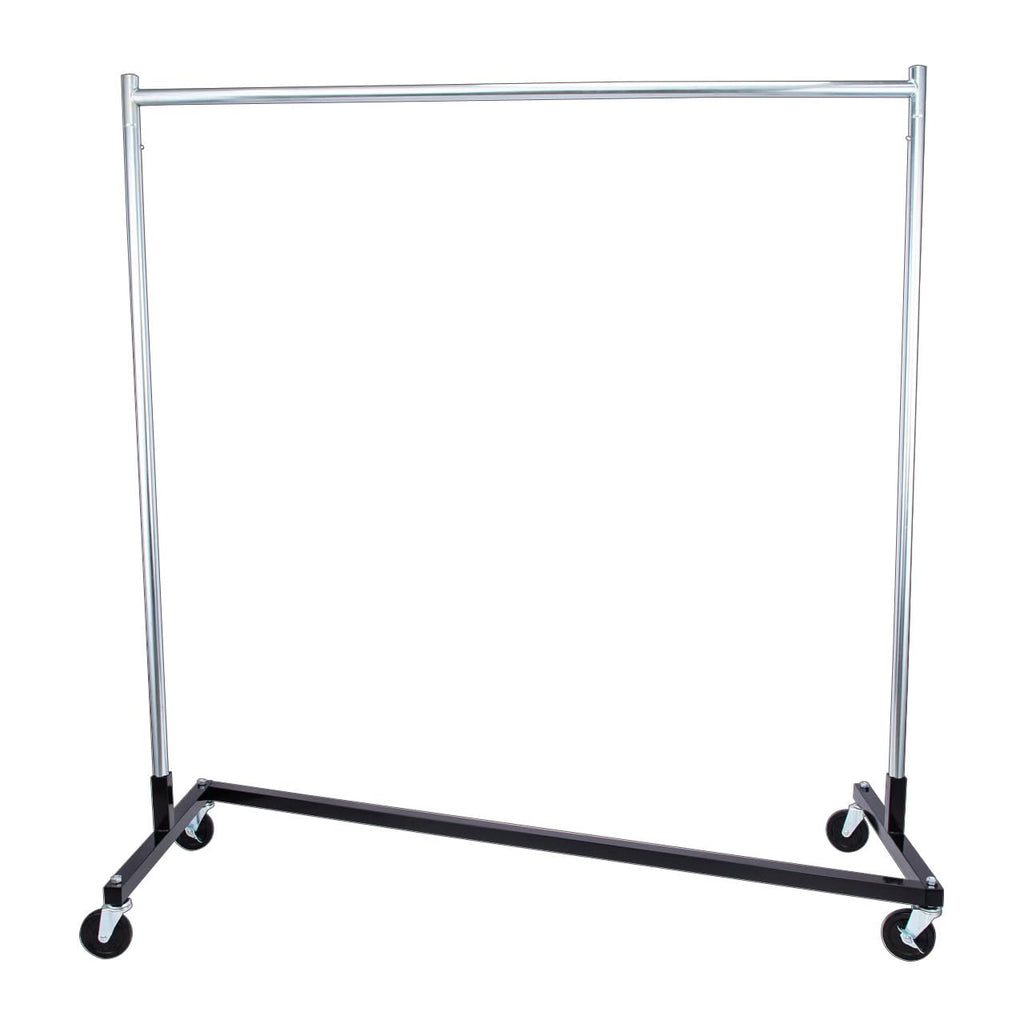 SSWBasics Single-Rail Clothing Rack (Z-Truck Rolling Rack) - 63'W X 24'D X 68'H (Holds 300lbs) - Sturdy Heavy Duty Clothing Rack Z Truck Garment Rack for Retail, Thrift, Boutique, Consignment, Home,
