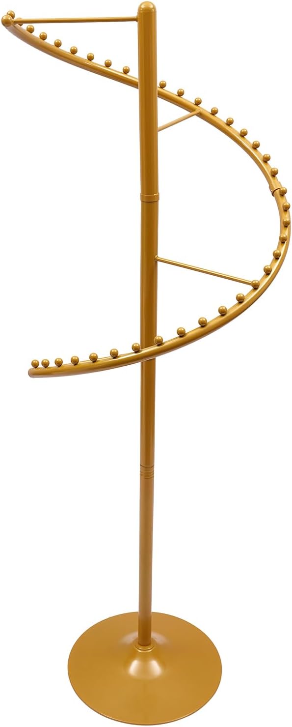 Spiral Rotating Clothing Rack, 360° Spiral Retail Costumer Heavy Duty Garment Rack with 38 Ball for Retail Stores, Bedroom, Living Rooms (Gold)