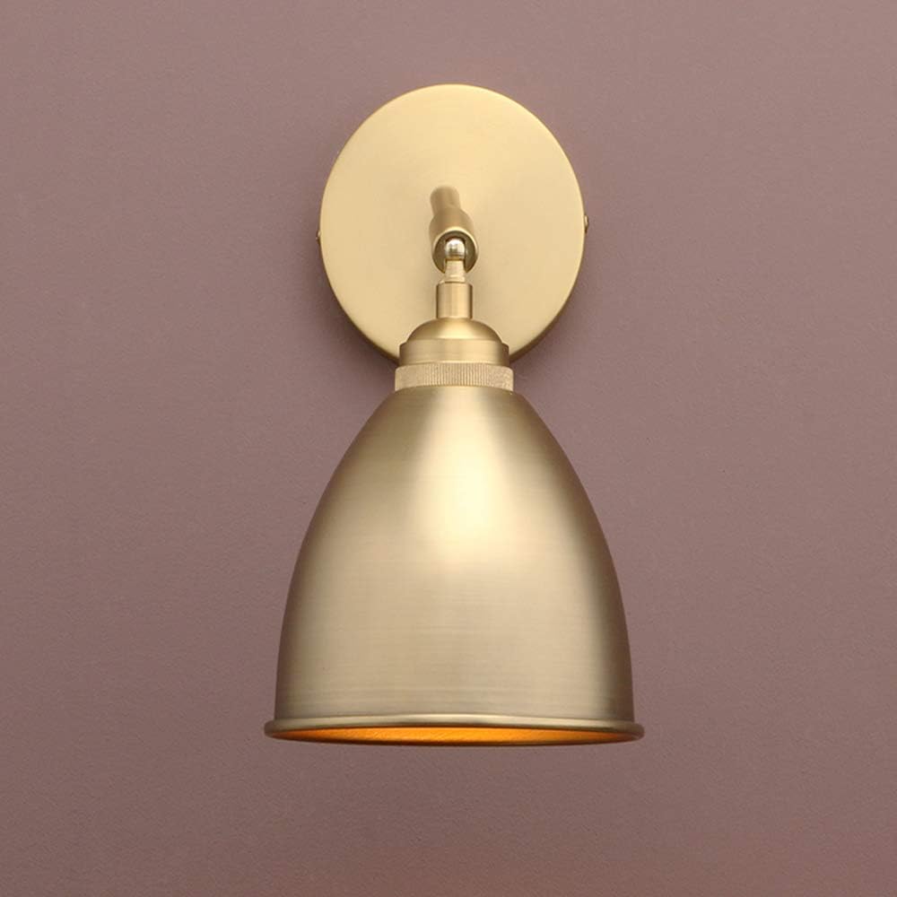 Yosoan Gold Wall Sconce Set of 2, Modern Brass Indoor Light Lights Lighting Fixtures with Metal Shade, Home Decor Wall Mount Swing Arm Lamp for Bedroom Bedside Kitchen Hallway Living
