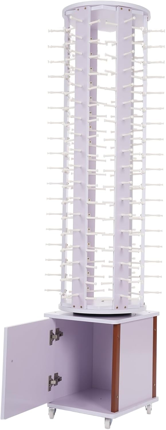 108 Pairs Sunglass Display Stand Retail 360° Rotating Glasses Holder Rack, Freestanding Sunglasses Holder Organizer with Rolling Storage Cabinet (Lilac)