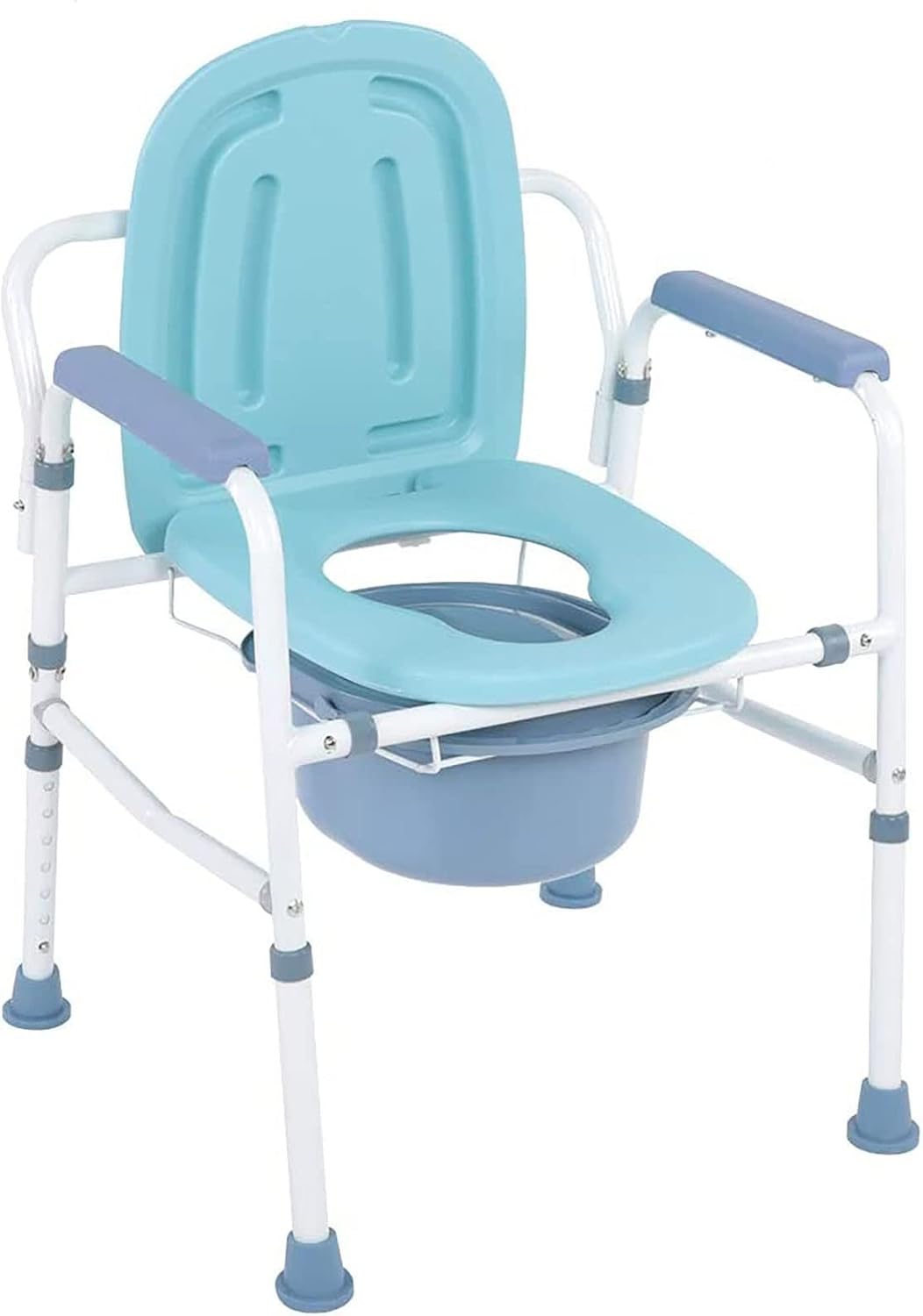 Commode Chair Portable Bedside Commode Chair, Folding Commode Seat,Height Adjustable Heavy-Duty Steel Toilet Chair,for Pregnant Women and Disabled Bat