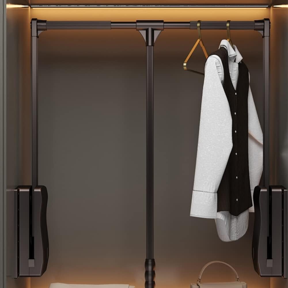 Adjustable 89-121cm Pull-Out Clothes Rack 30kg Load Capacity Space-Saving Wardrobe Hanger Retractable Garment Rod Versatile Coatfor Closets，B S