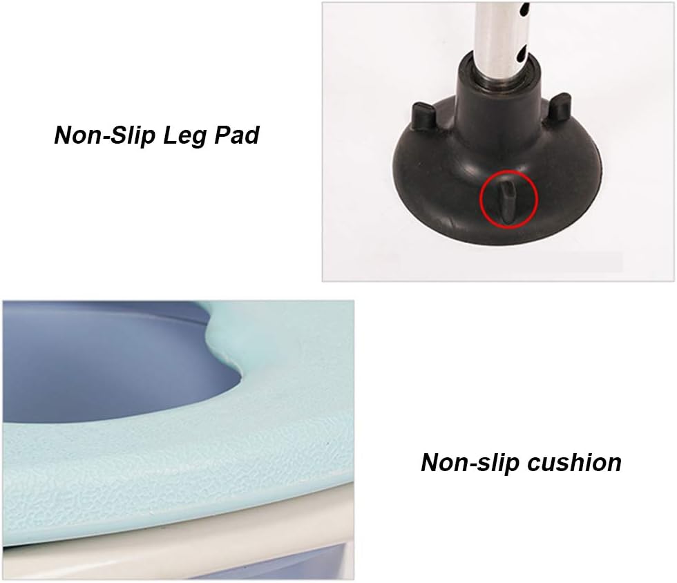 Heavy Duty Bedside Commode Shower Chair Folding Bariatric Toilet Seat Space Saving with Non-Slip Leg Pad Handles and Bucket Support Tool-Free Assembly