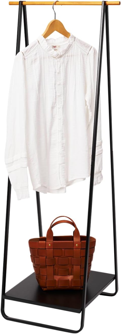 YAMAZAKI Home Tower Freestanding Coat Hanger Clothes Rack With Shelf, 55' - Steel