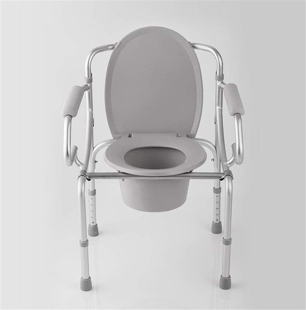 Folding Bedside Commode Seat with Commode Bucket,Portable Toilet, Bedside Commode Chair, Heavy Duty Steel Commode Toilet Chair, Toilet Safety Frame