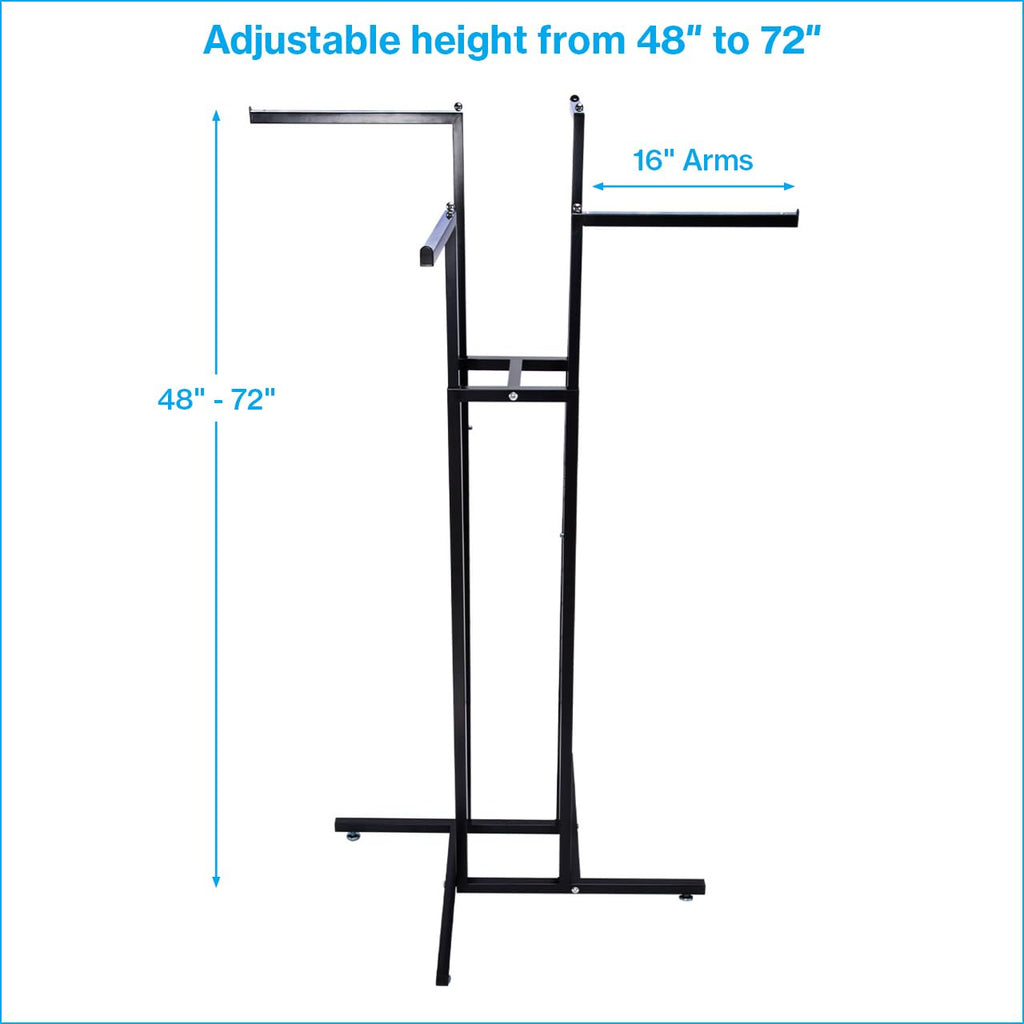 SSWBasics 4 Way Clothing Display Rack with Straight Arms (Black)