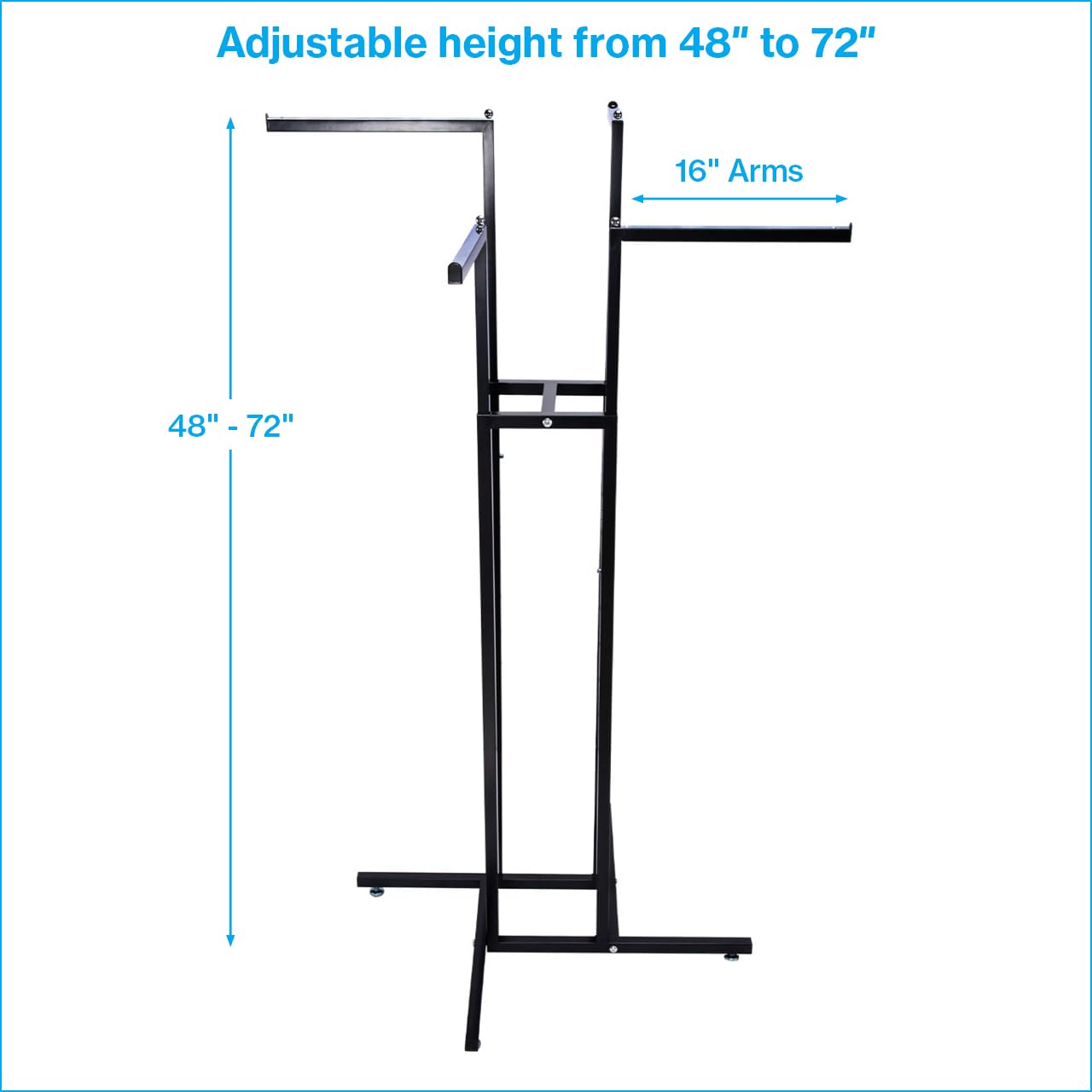 SSWBasics 4 Way Clothing Display Rack with Straight Arms (Black)
