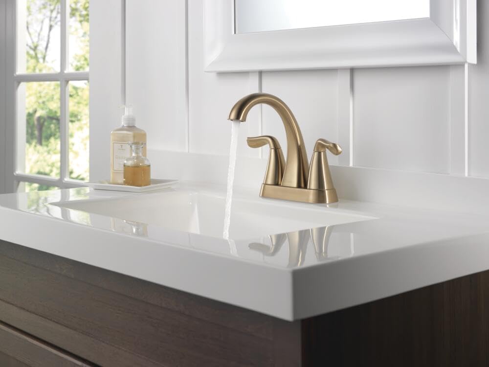 Delta Arvo Centerset Bathroom Faucet, Champagne Bronze 2-Handle Bathroom Faucet, Delta Bathroom Sink Faucet, Gold 3-Hole Bathroom Faucet, Champagne Bronze 25840LF-CZ
