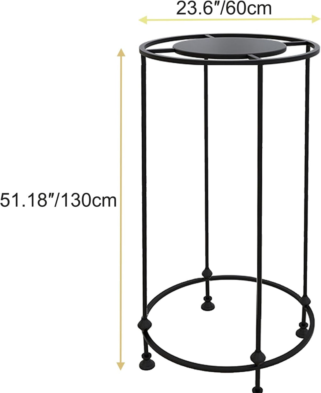 Freestanding Round Garment Display Retail Rack, Floor-Standing Double Space Multi-Purpose Metal Shelf for Clothes Storage, Commercial Clothing Organizer in Retail Boutiques (Black, 23.6'x 51.2')