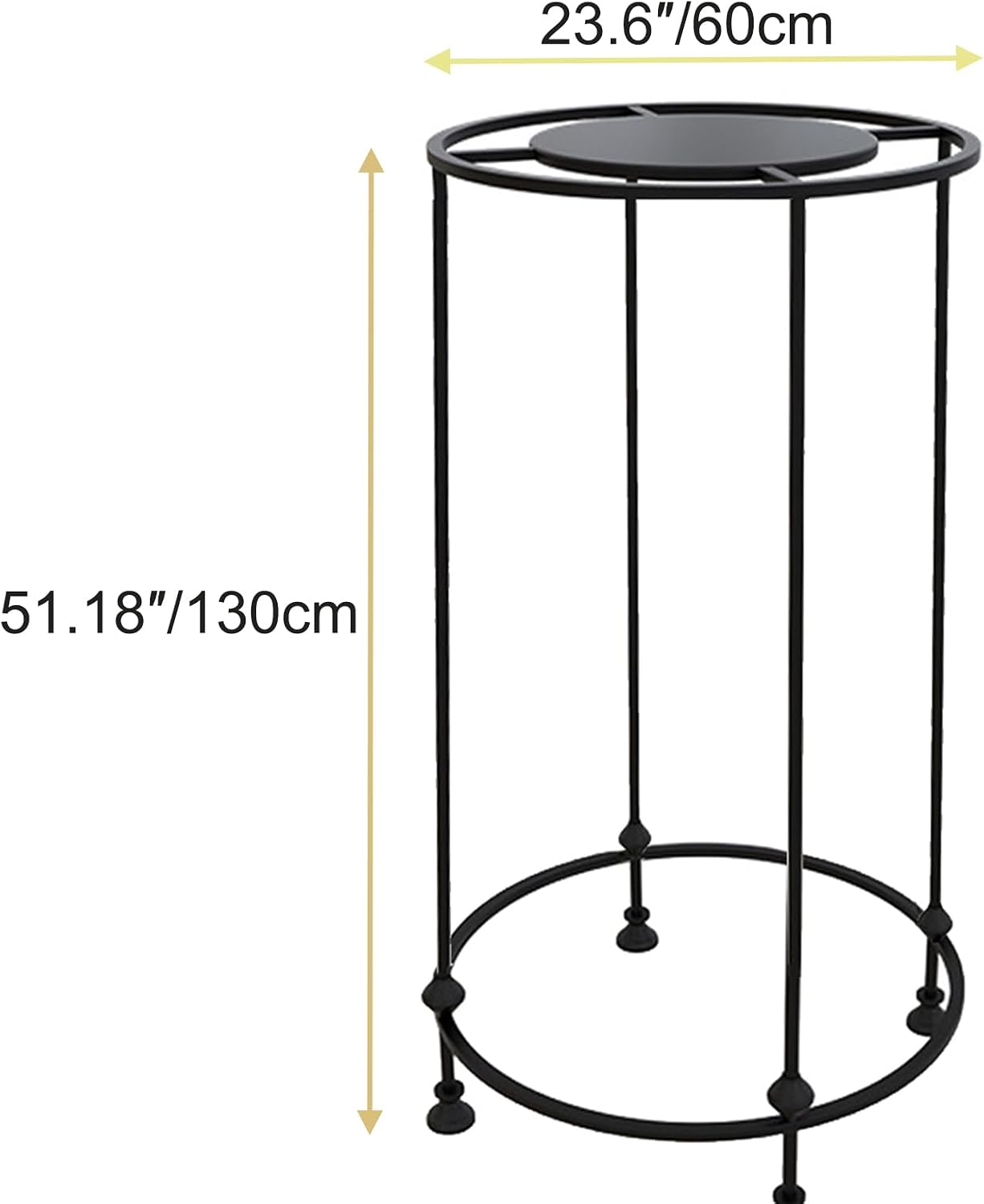 Freestanding Round Garment Display Retail Rack, Floor-Standing Double Space Multi-Purpose Metal Shelf for Clothes Storage, Commercial Clothing Organizer in Retail Boutiques (Black, 23.6'x 51.2')