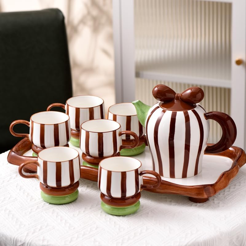 Beverage Serveware Necessary tea set for home, household tea cup, living room water cup, ceramic cold kettle, water set Water Carafe