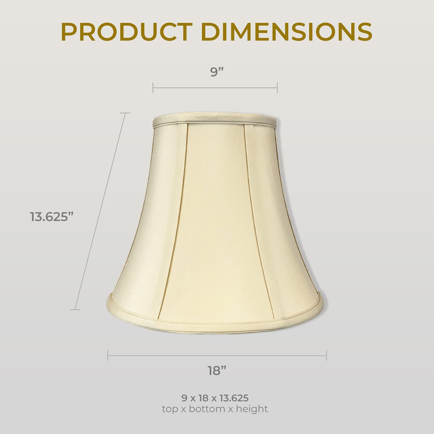 Royal Designs, Inc. BSO-704-18BG True Bell Basic Lamp Shade, 9 x 18 x 13.6, Beige