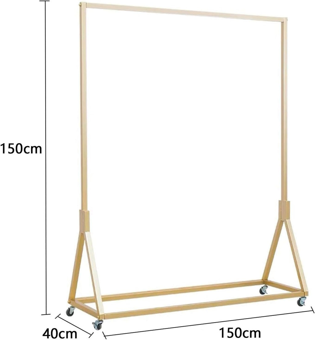 Retail Display Clothing Rack, Modern Simple Heavy Duty Metal Rolling Garment Rack with Wheel, Wrought Iron Single Rod Floor-Standing Hangers, Portable Metal Garment Coat Rack Organizer