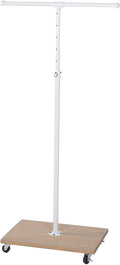 SSWBasics 2 Way Clothing Rack - White Pipe - Wood Base and Casters Included