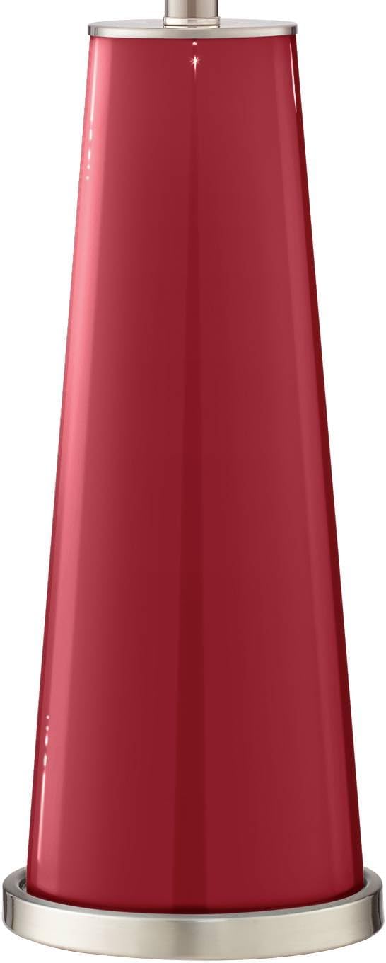 Color + Plus Leo 29 1/2' Tall Cylinder Modern End Table Lamps Set of 2 Samba Red Brushed Nickel Finish Glass Fabric White Shade Living Room Bedroom Bedside Nightstand House Office Home Reading