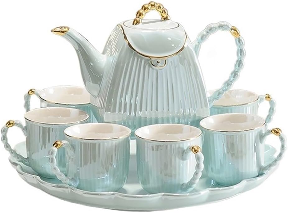 Beverage Serveware Water Kettle Set, European and American Style Ceramic Tea Set for Home Living Room, Water Utensils Water Carafe(Green)