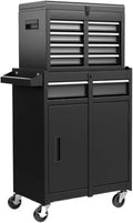 Tool Box Rolling Garage Workshop Tool Organizer with Detachable 5 Drawer Tool Chest, Drawer Liners and Wheels - Tool Organizer Box for Garage, Warehouse & Repair Shop Hardware Toolbox(Black)