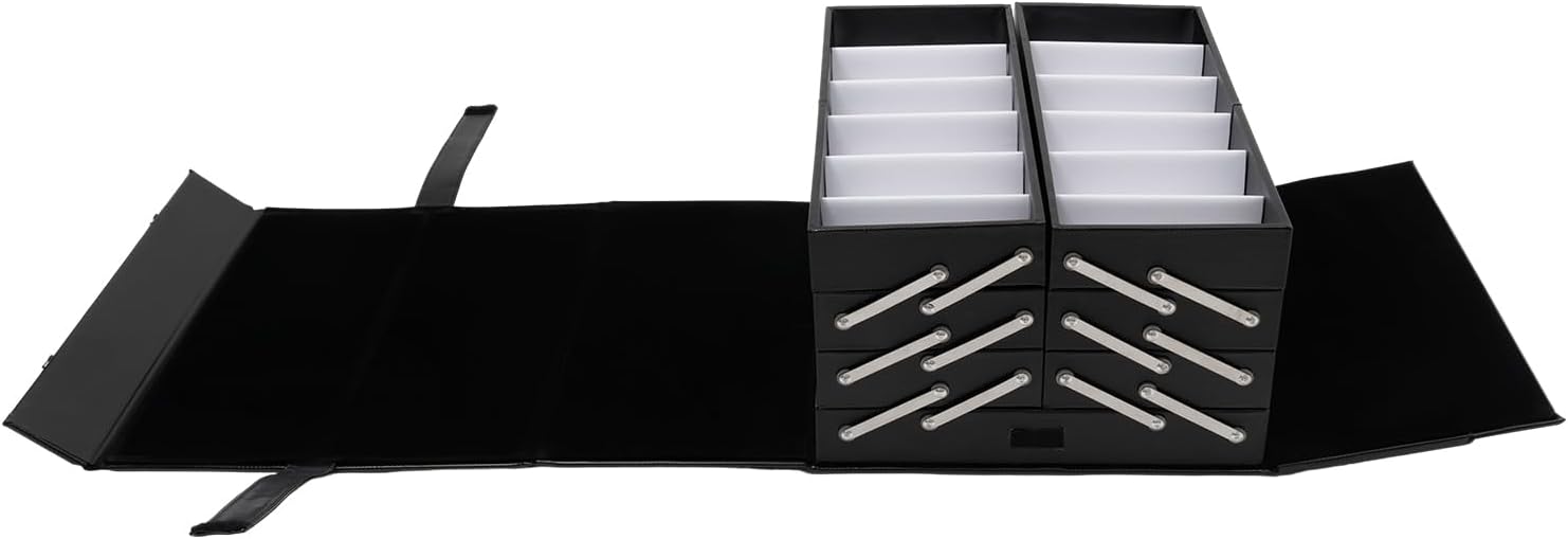 48 Slots Eyeglasses Storage Case, Portable Sunglasses Display Case Black Luxury Glasses Organizer Storage Heavy Duty Optical Frame Display Glasses Case Eyewear Storage Organizer Collector with Drawer