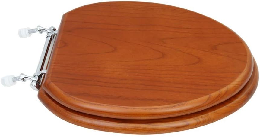 Renovators Supply Manufacturing Light Mahogany Wooden Toilet Seat Elongated Toilet Seat With Chrome Hinges And Non Slip Bumper