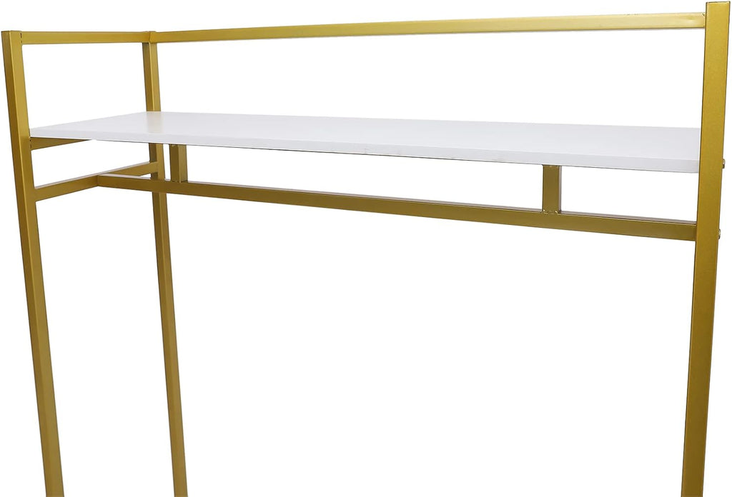 Clothes Rack, Freestanding Metal Garment Rack with Adjustable Foot Pads, Gold Clothes Clothing Display Stand Closet Organizer for Bedrooms Laundry Living Dance Rooms Clothing Retail Stores Etc