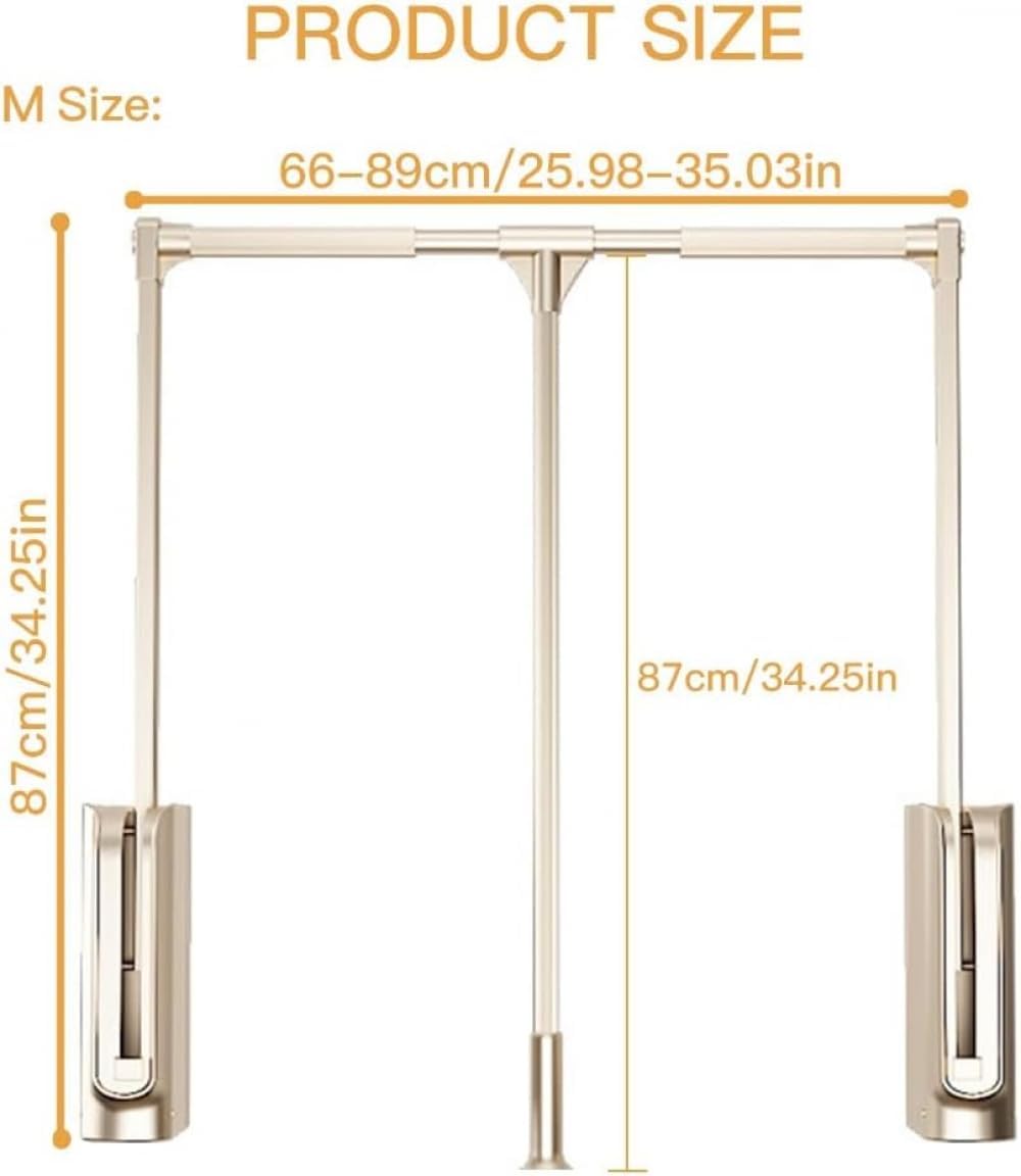 Adjustable 89-121cm Pull-Out Clothes Rack 30kg Load Capacity Space-Saving Wardrobe Hanger Retractable Garment Rod Versatile Coatfor Closets，B M