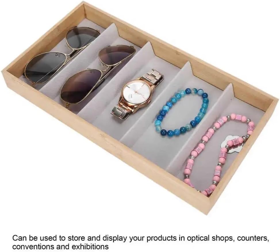 Glasses Stand 5 Glass Jewelry Grid Stand Holders Organizer Storage Case for Gift Box Slot Sunglasses Eyeglass Watch Display Box Eyewear Display Stand(White)
