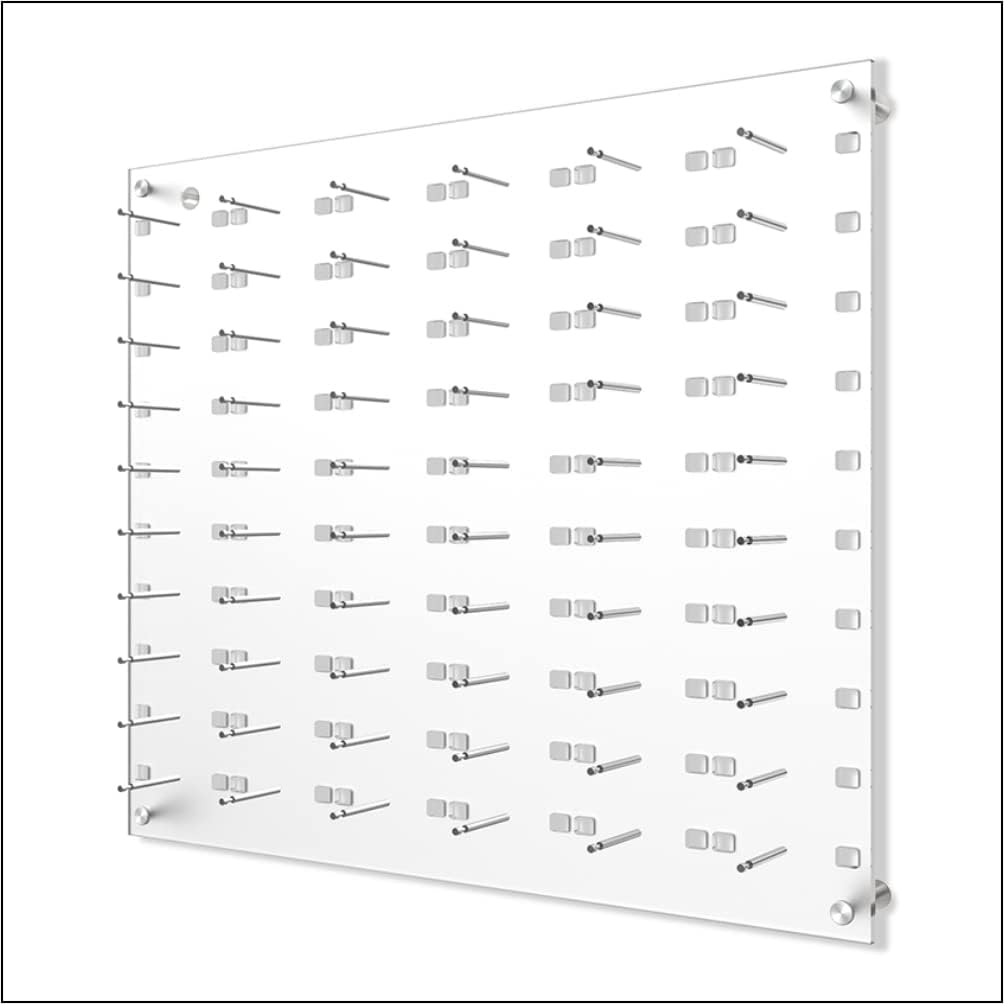 Optical Display for 60 Eyewear Frames - Wall Mount Acrylic Eyewear or Sunglass Display Package in Frosted White for 60 Frames – 31.25' (H) X 36.5' (W)
