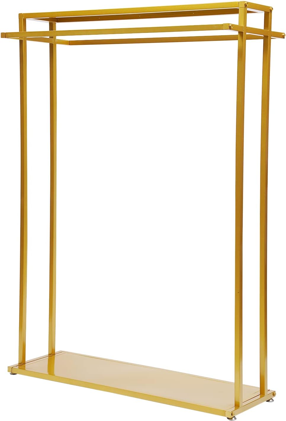 Gold Heavy Duty Clothing Rack Floor Standing Garment Rack Modern Clothes Metal Display Rack Double Hanging Rods Hangers for Wedding Clothes, Daily Home or Shop