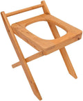 Folding Wooden Toilet Commode Chair with Bucket – Portable Bedside Potty & Shower Seat for Seniors Disabled Pregnant Women Easy to Clean Sturdy Comfortable