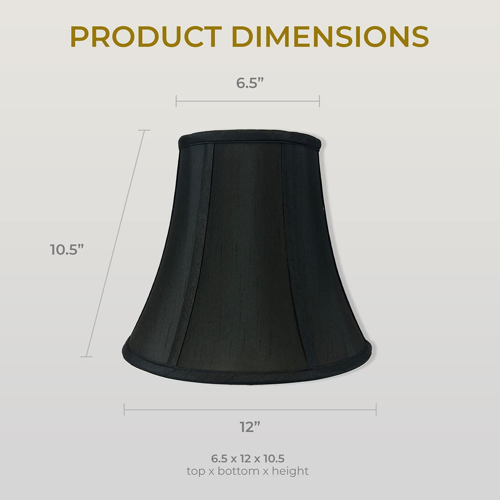 RDI Set of 2 True Bell Basic Lamp Shade, Quality Fabric, Stylish Design, BSO-704-12BLK/GL-2, Black, 6.5 x 12 x 10.5 in, 2 Pack