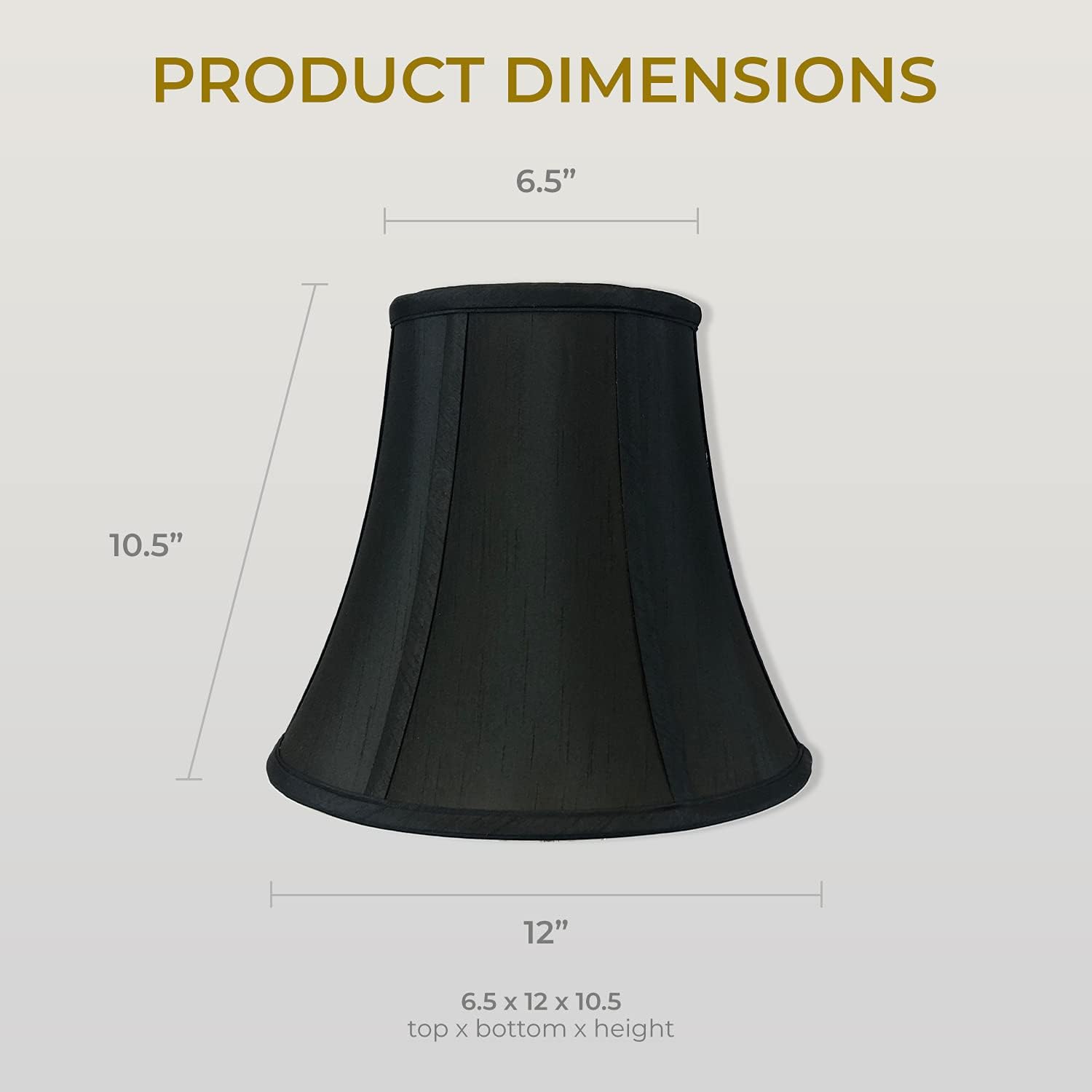 RDI Set of 2 True Bell Basic Lamp Shade, Quality Fabric, Stylish Design, BSO-704-12BLK/GL-2, Black, 6.5 x 12 x 10.5 in, 2 Pack