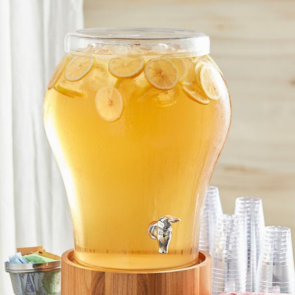 5 Gallon Curved Glass Beverage Dispenser with Glass Lid and Spigot