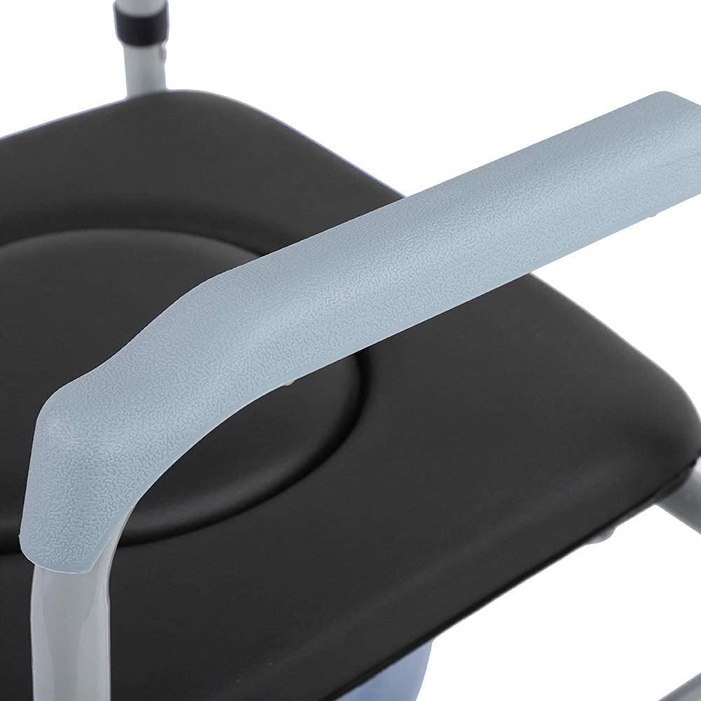 Commode Chair,Toilet Chair Elderly Mobile Toilet, Steel Commode Anti-Slip Adult Folding Toilet Bedside Bathroom Chair Toilet Seat Commode Chair with Removable Pot Adjustable Height