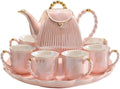 Beverage Serveware Water Kettle Set, European and American Style Ceramic Tea Set for Home Living Room, Water Utensils Water Carafe(Pink)