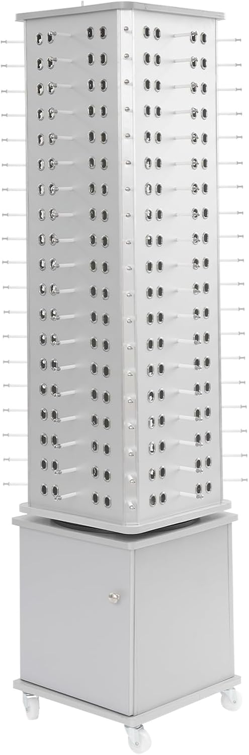 Undercat 152 Pairs Glasses Rack, 360° Rotating Sunglasses Display Rack, Floor-standing Eyeglasses Storage Organizer, Eyewear Holder, Sunglasses Display Stand with Storage Cabinet & Wheels