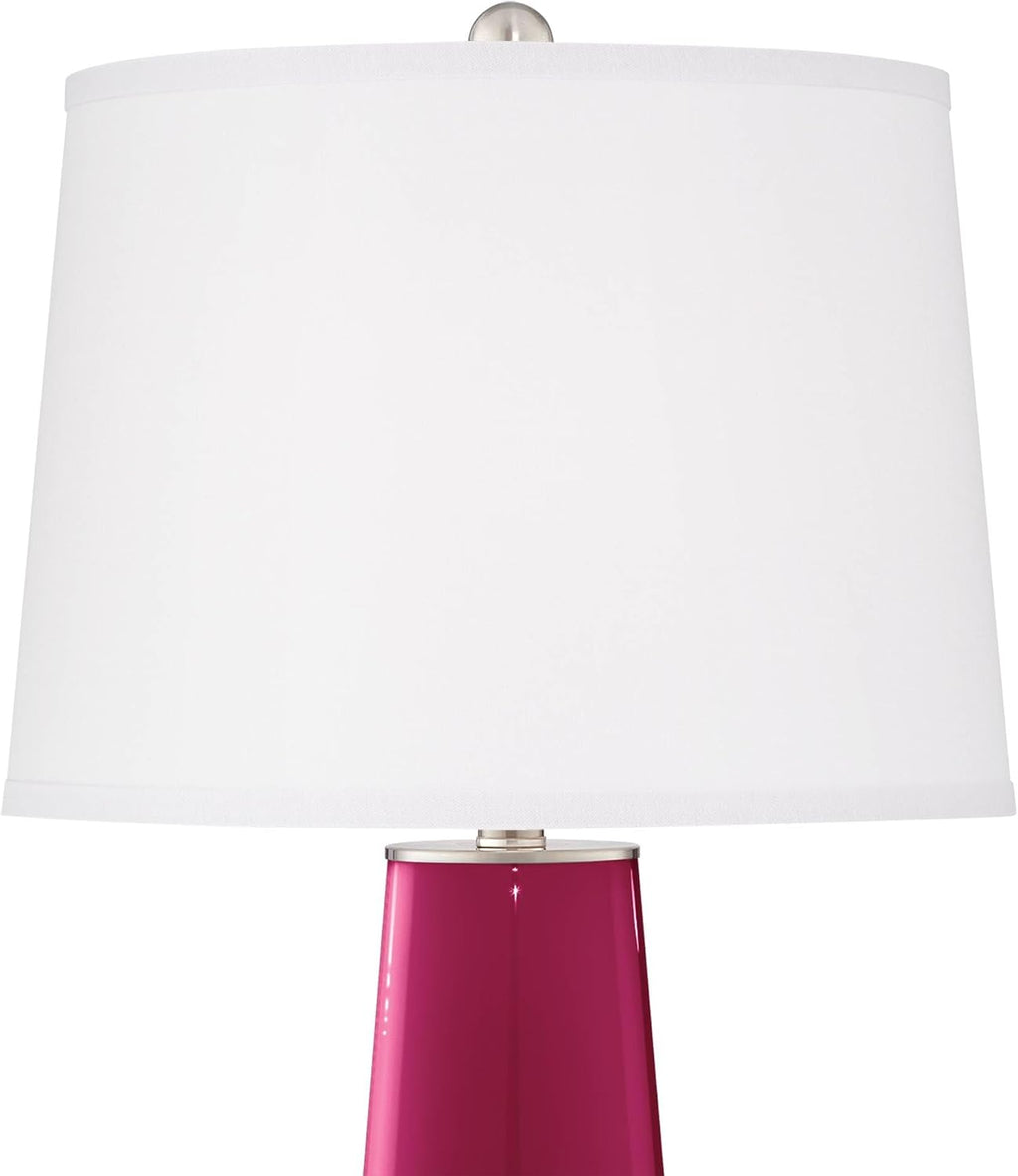 Color + Plus Leo 29 1/2' Tall Modern End Table Lamps Set of 2 Vivacious Pink Finish Glass Fabric White Shade Living Room Bedroom Bedside Nightstand House Office Family Reading Kitchen Entryway