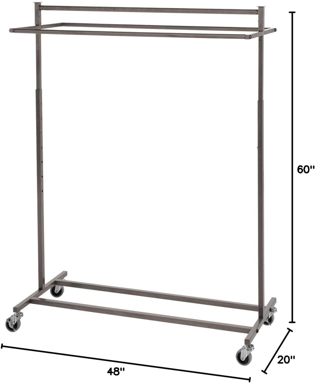SSWBasics Boutique Raw Steel Double-Rail Rolling Clothes Rack