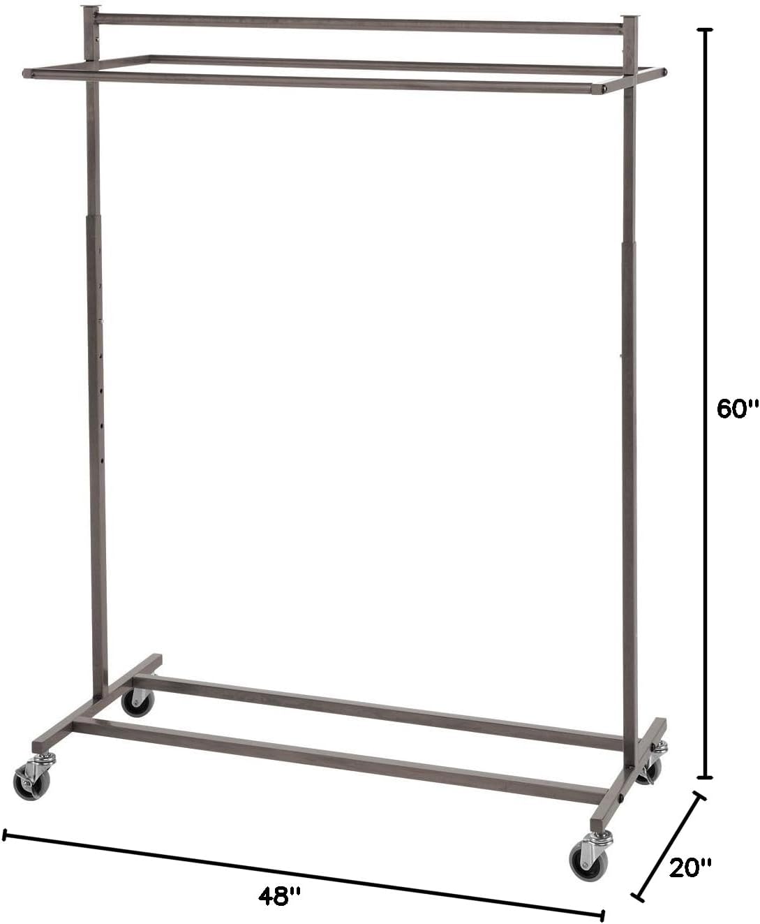 SSWBasics Boutique Raw Steel Double-Rail Rolling Clothes Rack