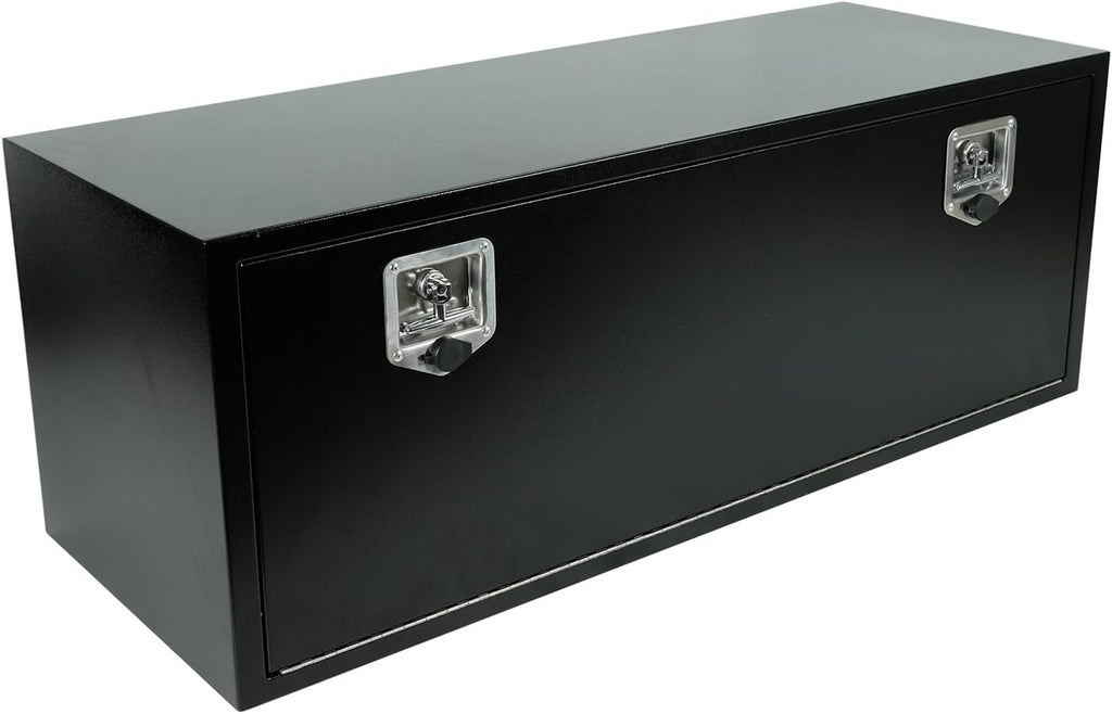 confote Black Steel Underbody Truck Tool Box with T-Handle Lock,Heavy Duty Truck Tool Box Truck Storage Organizer Tool Box Chest For Storage Smooth Surface,Waterproof-48'x 18'x 18' inch