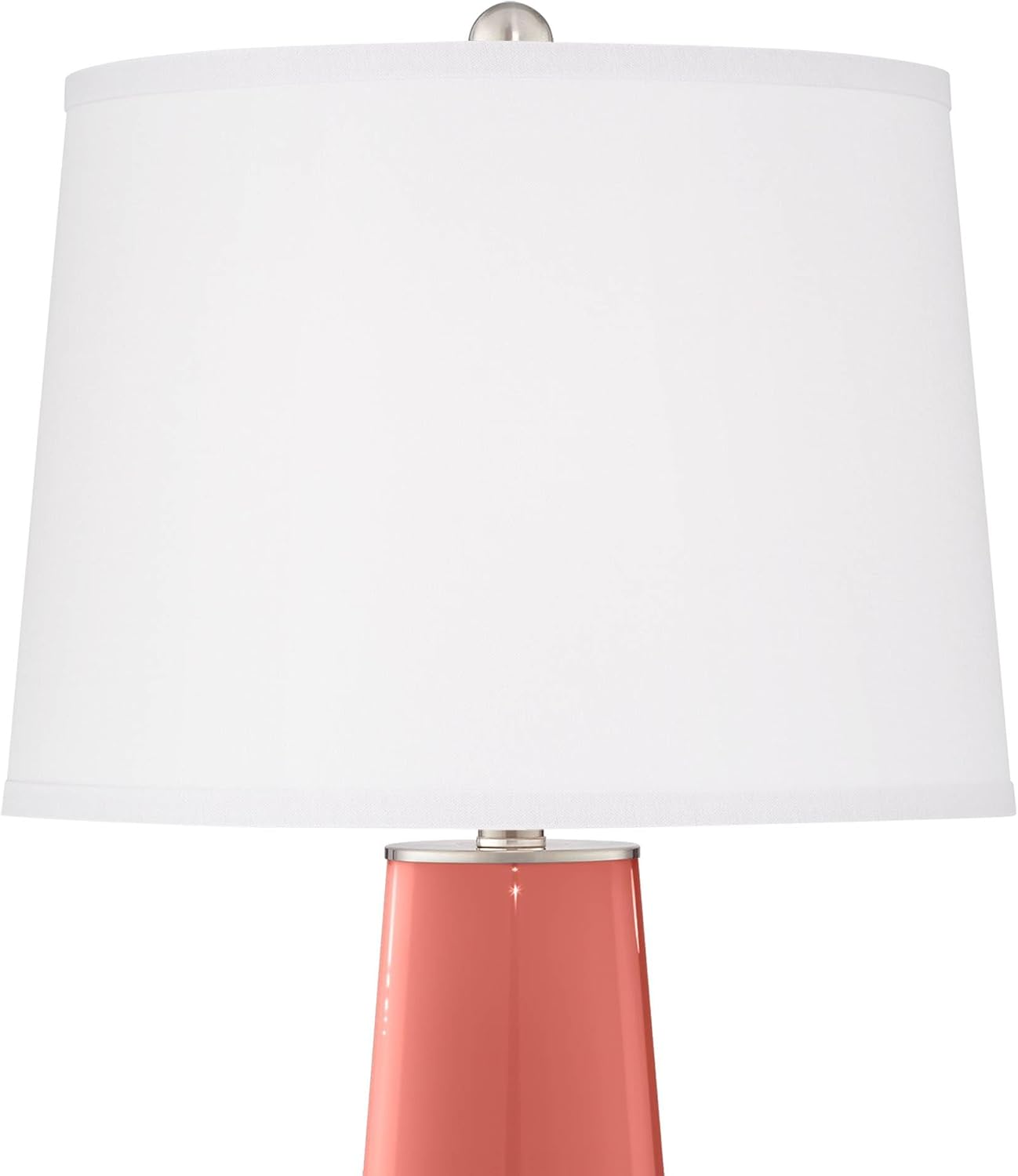 Color + Plus Leo Modern Table Lamps 29 1/2' Tall Set of 2 Coral Reef Glass Tapered Column Plain White Drum Shade Decor for Bedroom Living Room House Home Bedside Nightstand Office Family