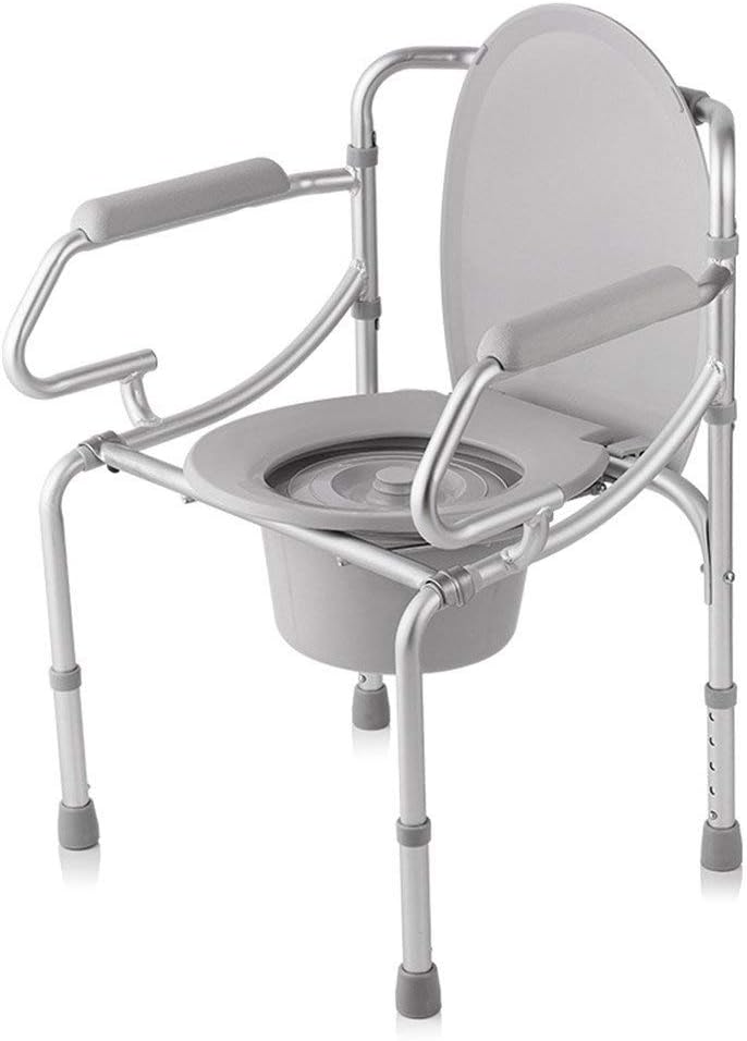 Folding Bedside Commode Seat with Commode Bucket,Portable Toilet, Bedside Commode Chair, Heavy Duty Steel Commode Toilet Chair, Toilet Safety Frame
