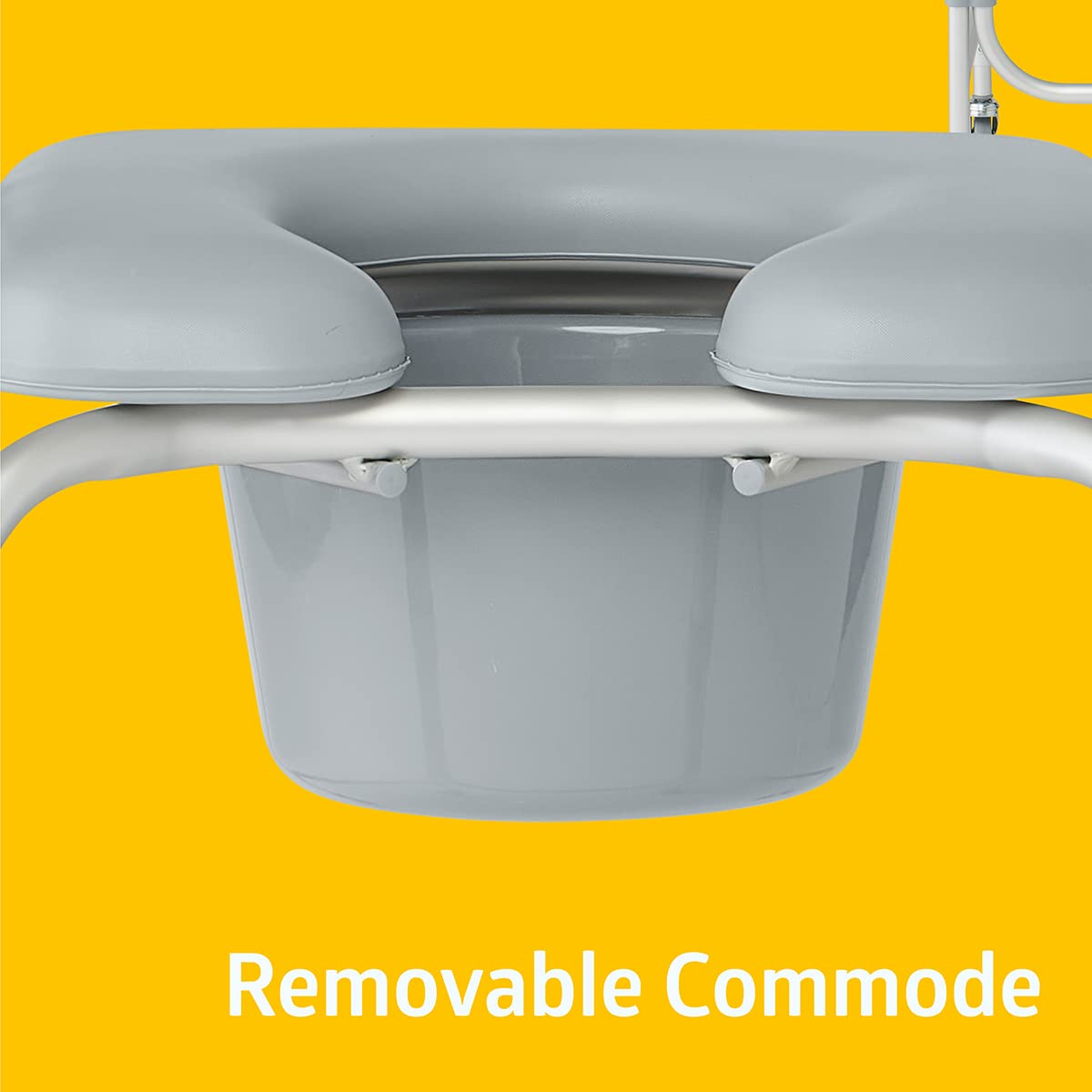 Medline Aluminum Padded Shower Chair Commode with 4 Locking Casters, 300 lbs. Capacity — For Restroom, Bathroom & Wheelchair Transfer to Toilet, 1 Ct.