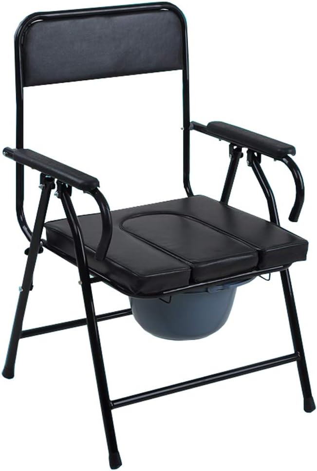 Commode Chair Folding Commode Chair - Heavy-Duty Bedside Potty Chair for Adults, Handicap Toilet Seat with Handles Bathroom Shower Chair