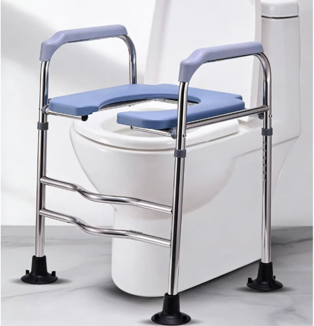 Toilet Seat Riser with Arms, Elevated Commode Safety Frame for Elderly, Handicap & Disabled, Bathroom Toilet Safety with Adjustable Height