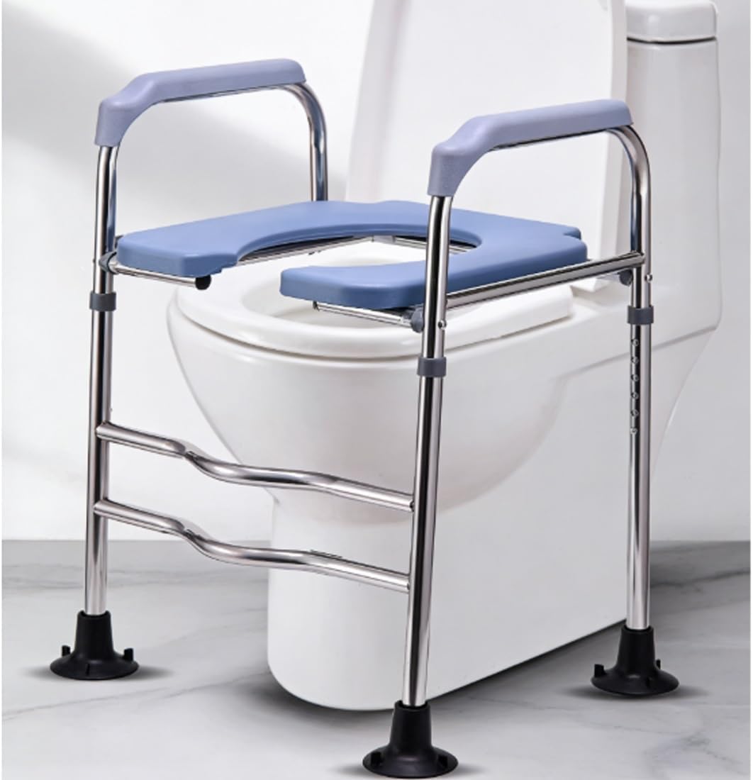 Toilet Seat Riser with Arms, Elevated Commode Safety Frame for Elderly, Handicap & Disabled, Bathroom Toilet Safety with Adjustable Height