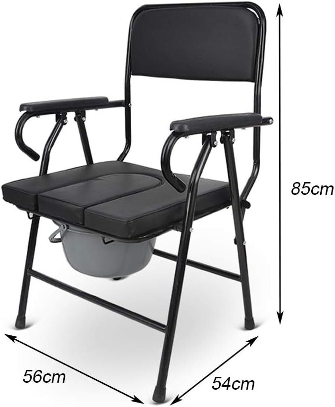 Bedside Commode Seat Extra Wide Homecare Folding Toilet Chair Pregnant Bath Stool Heavy Duty for Seniors, Disabled with Padded Cushion Handles and Bucket