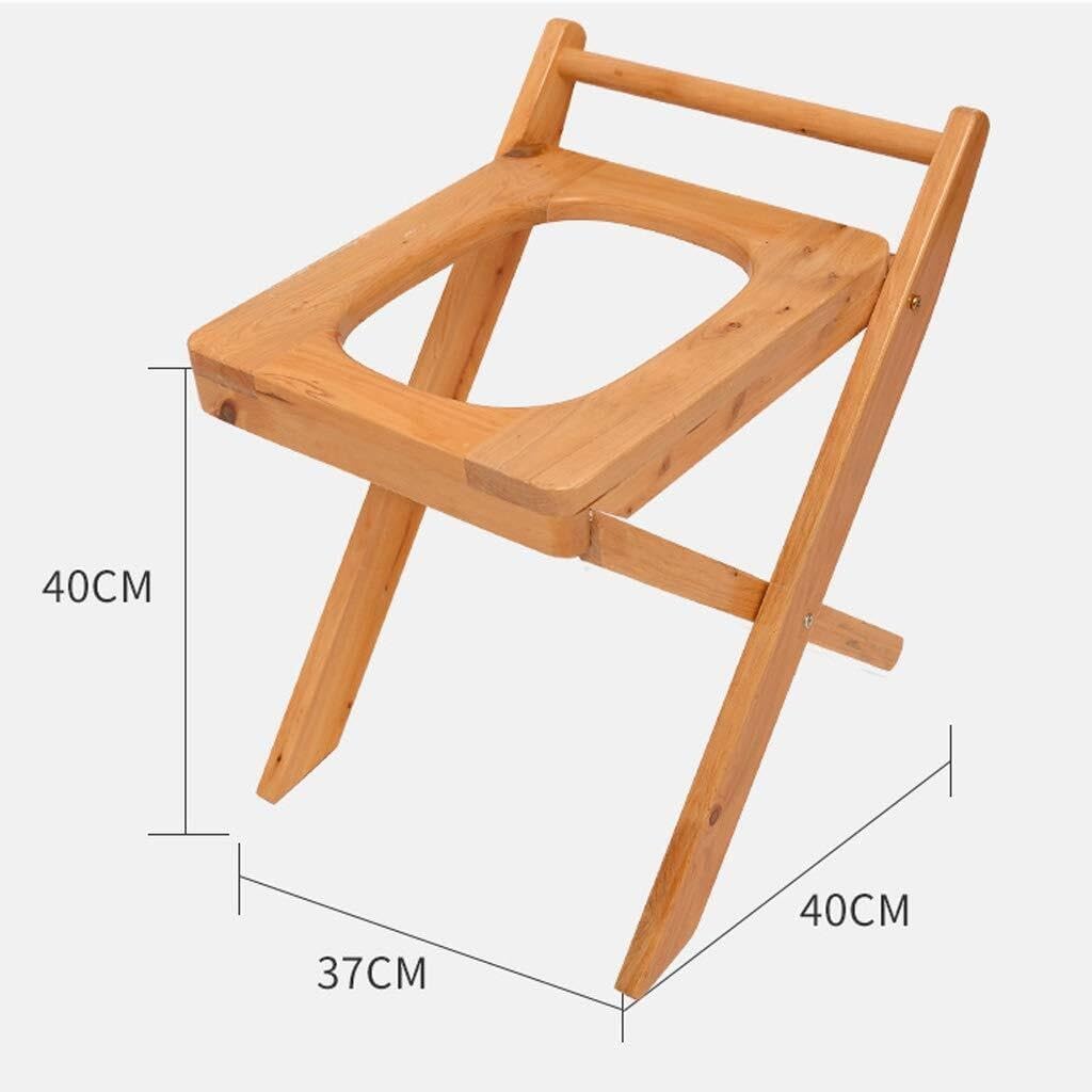 Folding Wooden Toilet Commode Chair with Bucket – Portable Bedside Potty & Shower Seat for Seniors Disabled Pregnant Women Easy to Clean Sturdy Comfortable
