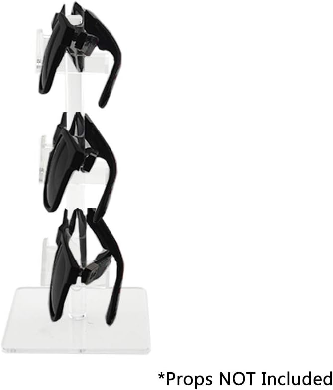 Marketing Holders 6 Pack Eyewear Holder Tabletop Organizer Stand Holds 3 Pairs of Sunglasses or Eyeglasses Clear Acrylic with Square Base for Boutiques Gift Shops Opticians and Retail Stores