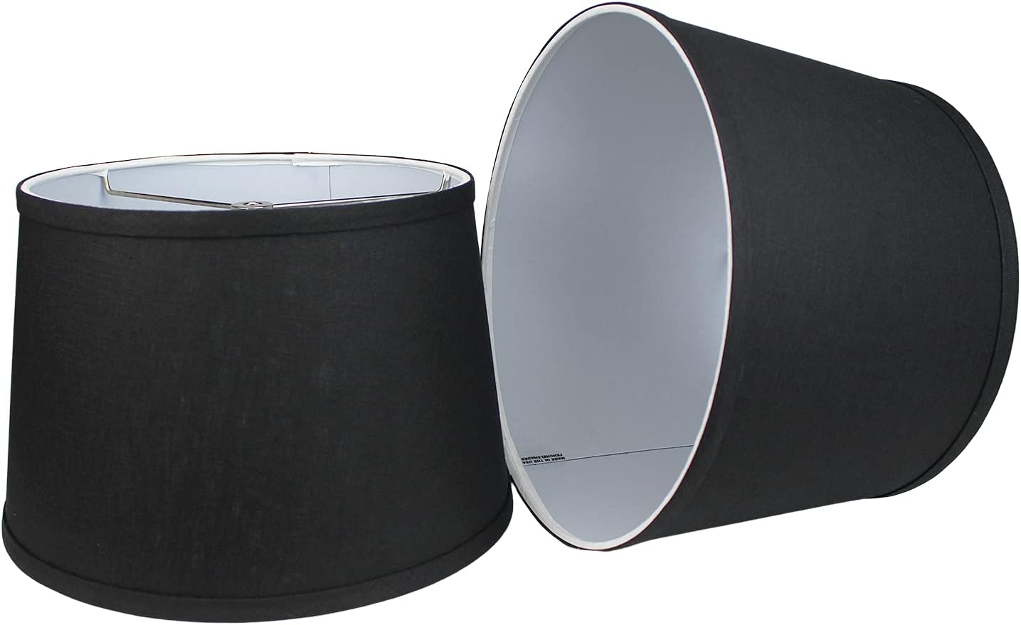 FenchelShades.com Set of 2 Lampshades 10' Top Diameter x 12' Bottom Diameter x 8' Slant Height with Washer (Spider) Attachment. Attaches to Lamps with an existing Harp (not included) (Designer Black)